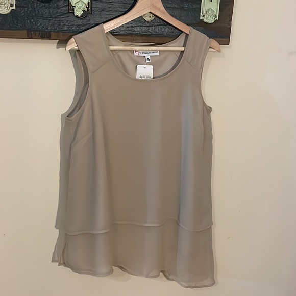 G by Giuliana Rancic Beige Neutral Sleeveless Layered Sheer Asymmetrical Top - Picture 8 of 16